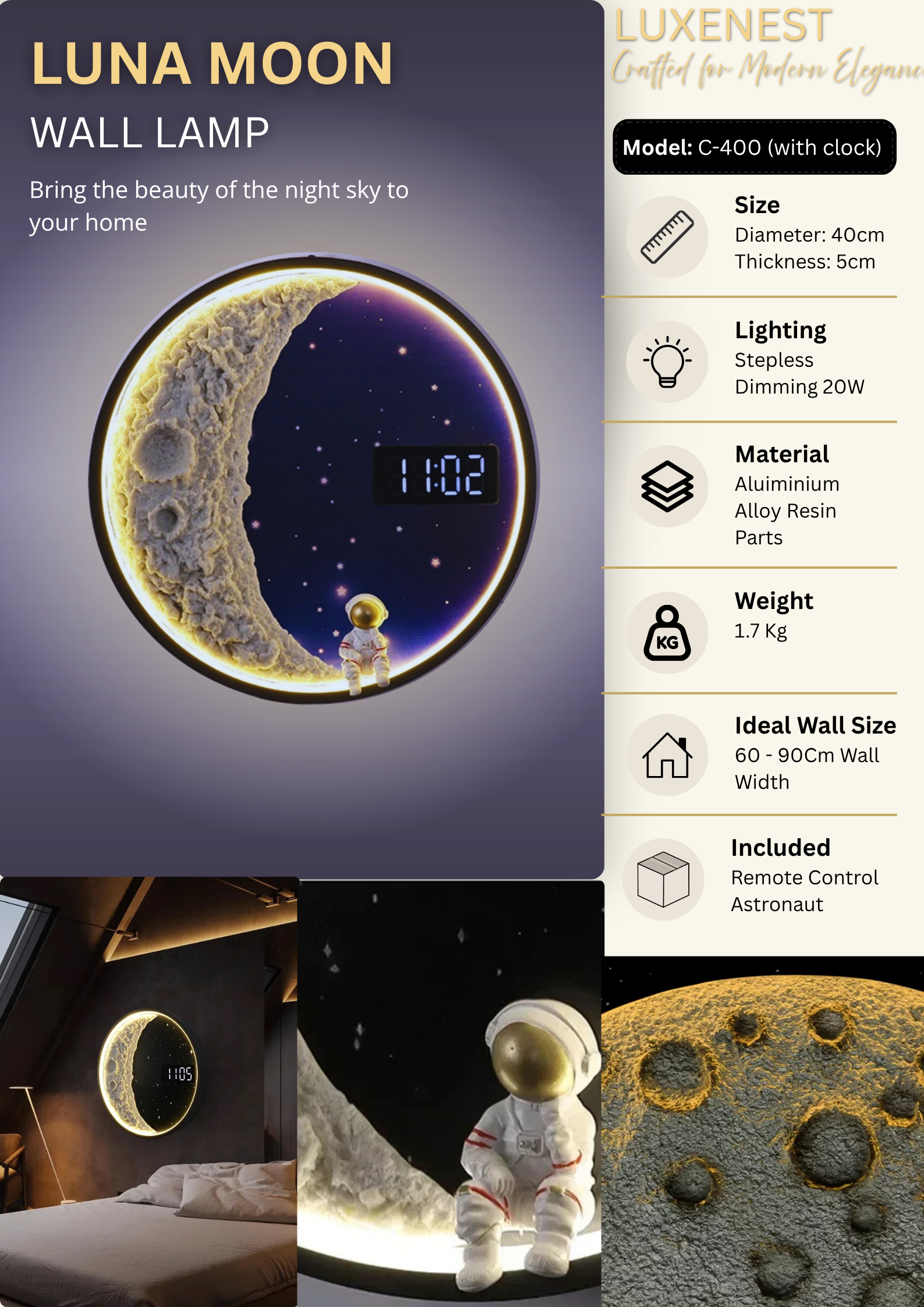 Luna Moon Wall Lamp LED Ambient Decorative Light