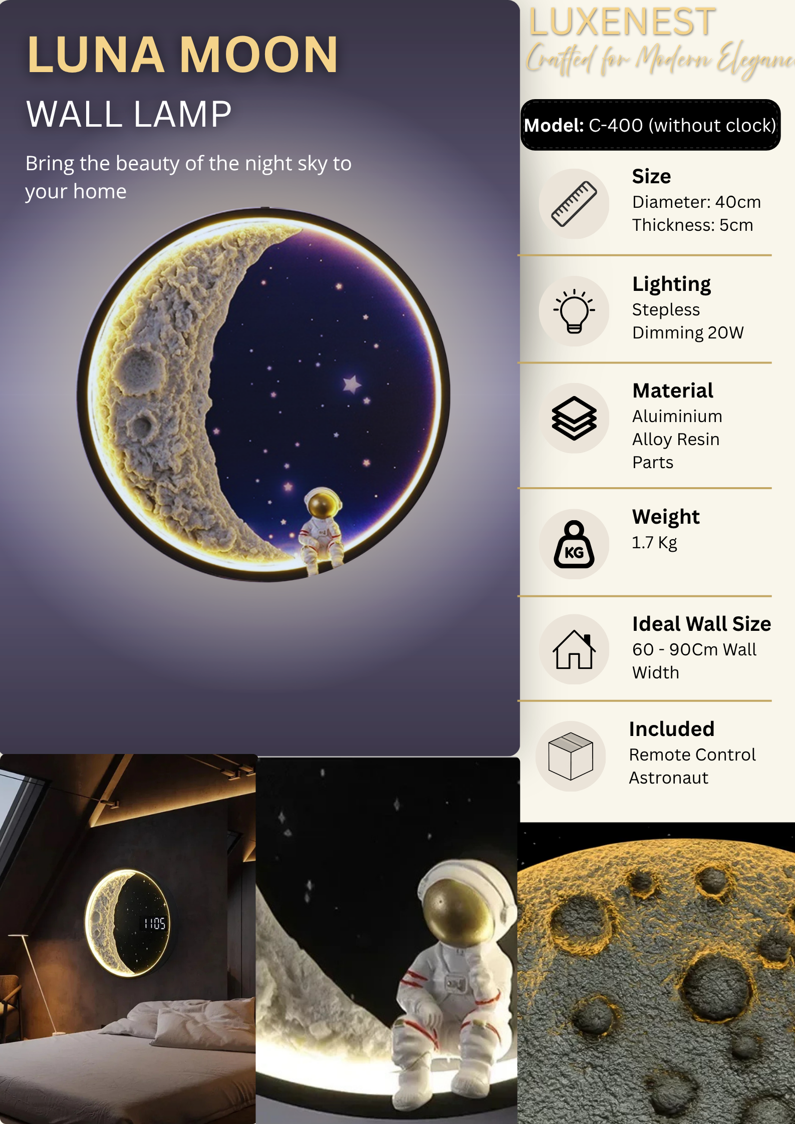 Luna Moon Wall Lamp LED Ambient Decorative Light