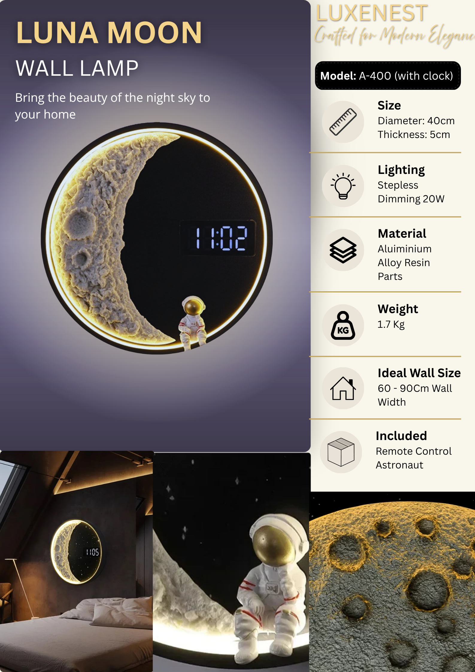 Luna Moon Wall Lamp LED Ambient Decorative Light