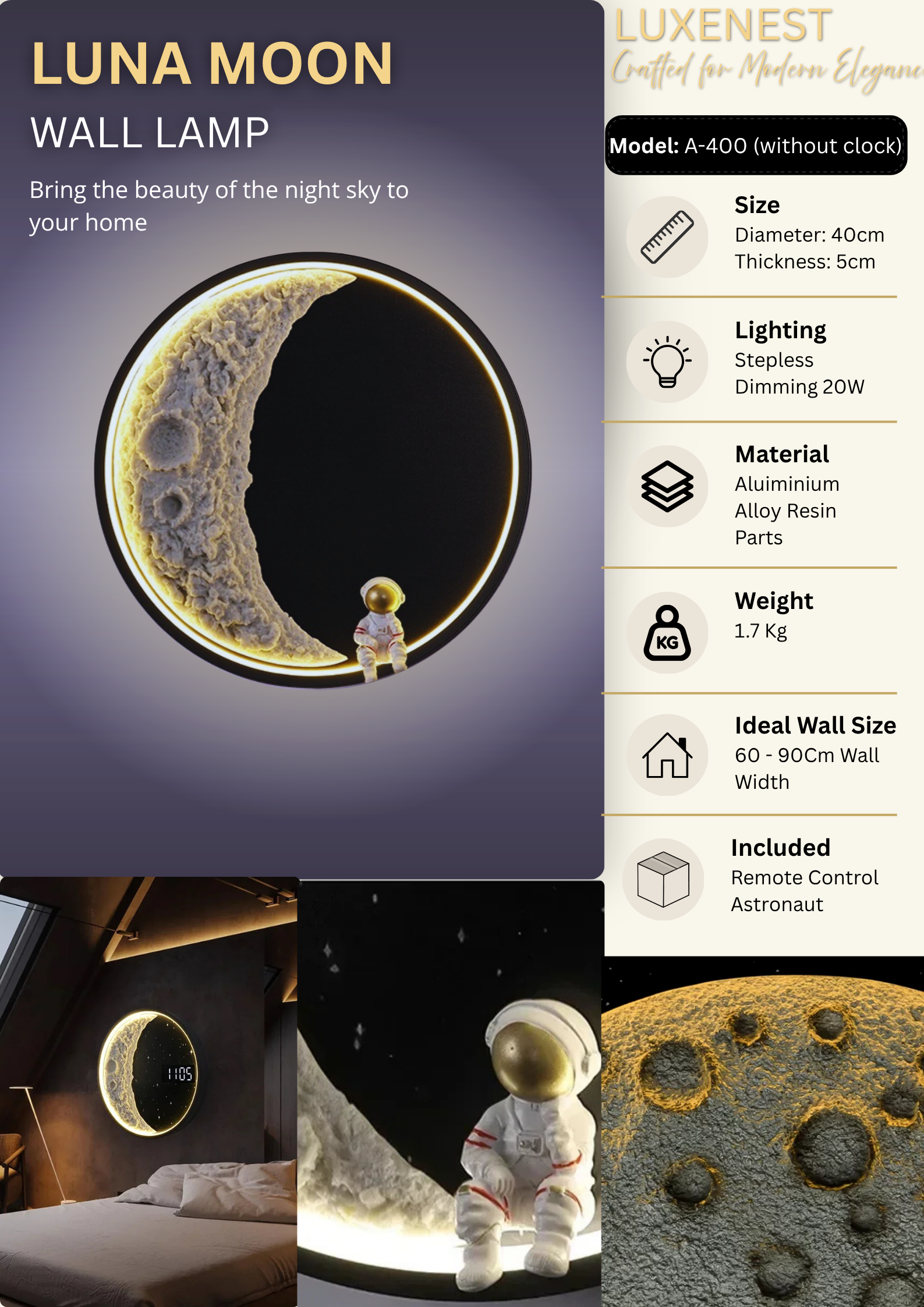 Luna Moon Wall Lamp LED Ambient Decorative Light