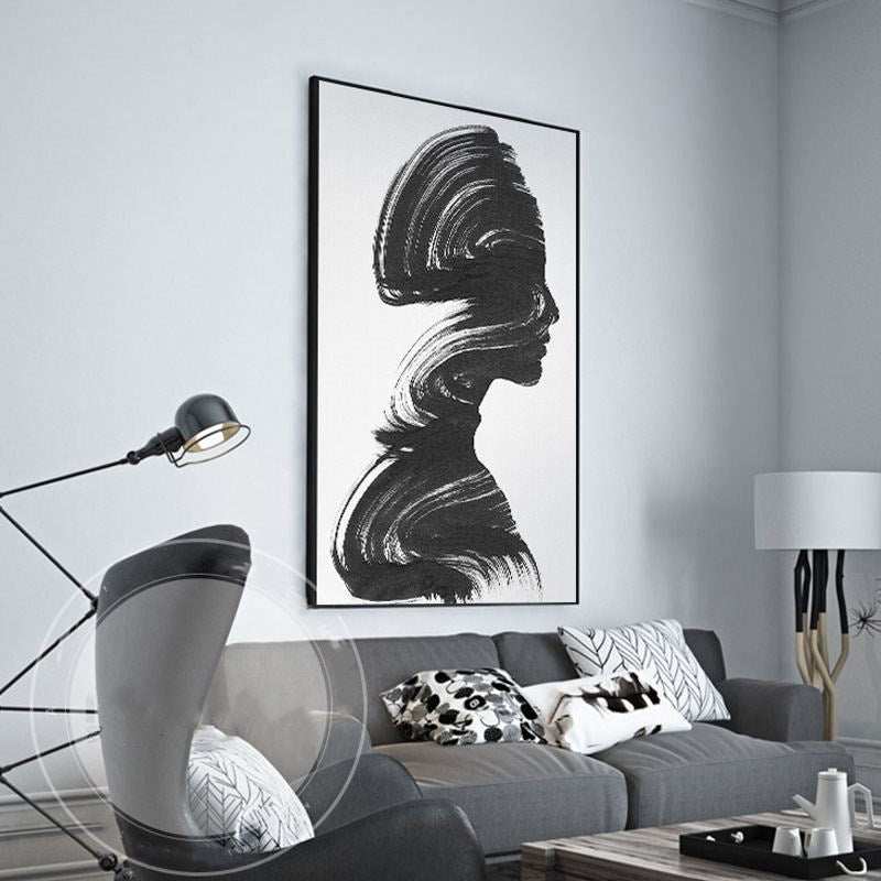 Modern frameless rectangular character painting on non-woven fabric for living room decoration