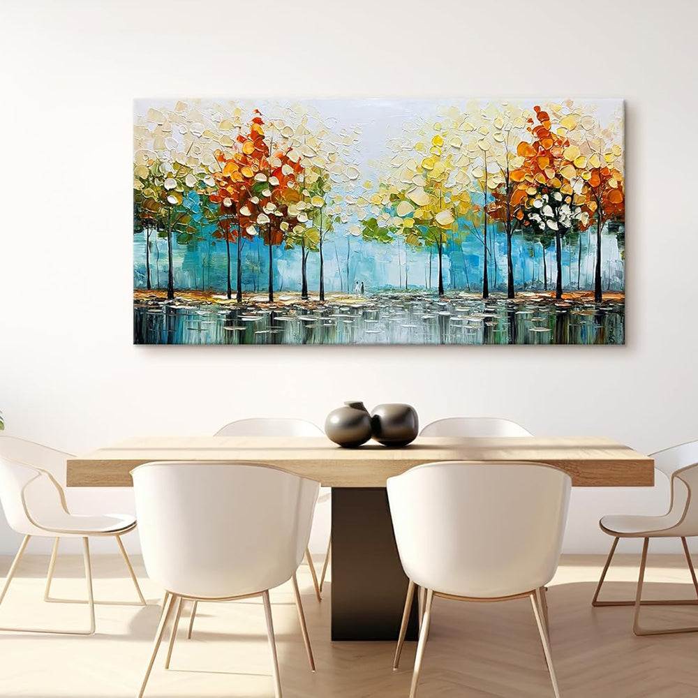 Handpainted palette knife tree oil painting on canvas modern abstract wall art