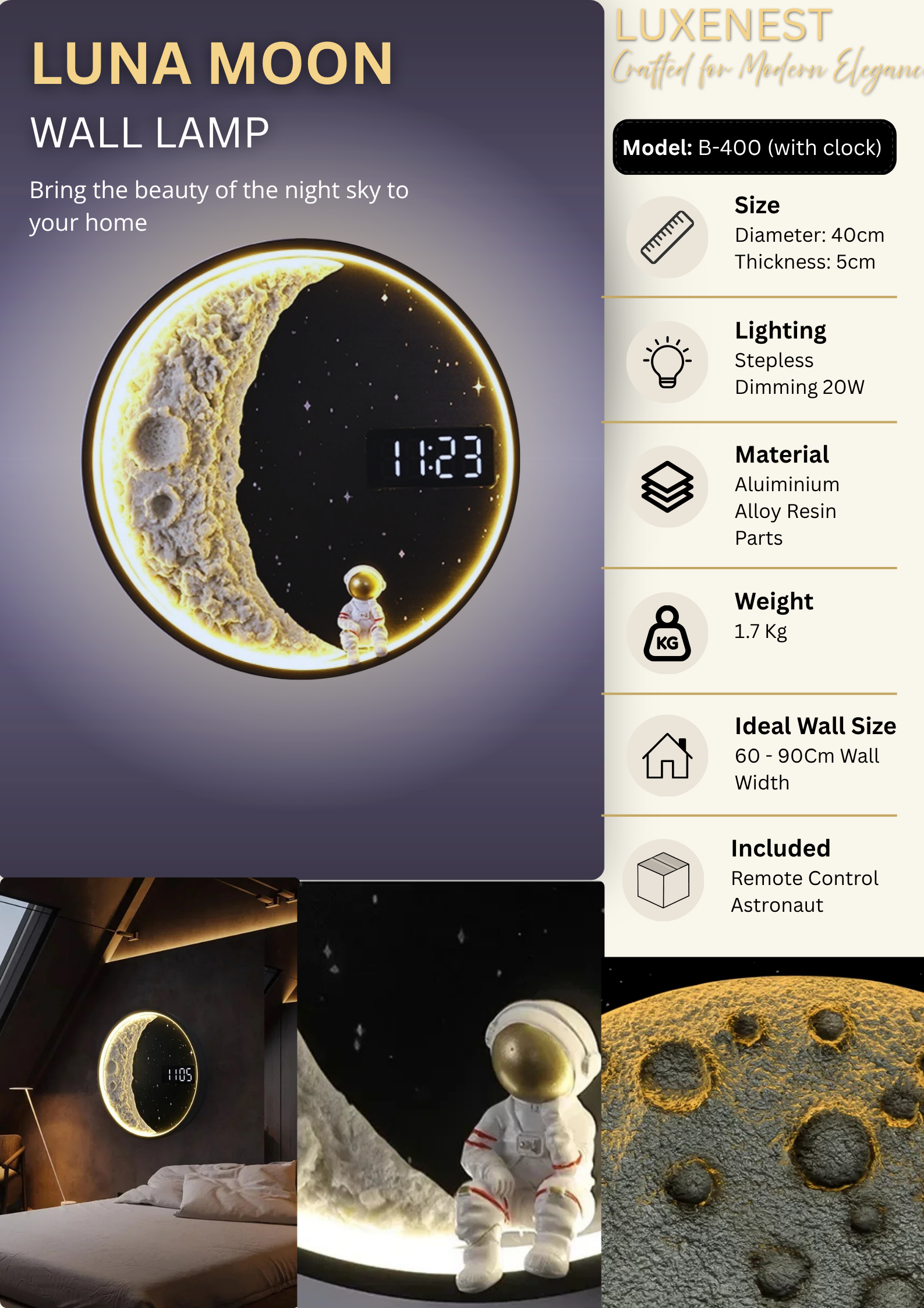 Luna Moon Wall Lamp LED Ambient Decorative Light