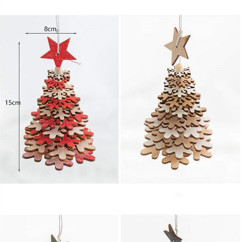 Wooden Christmas Tree Bell Pendant Room Living Room