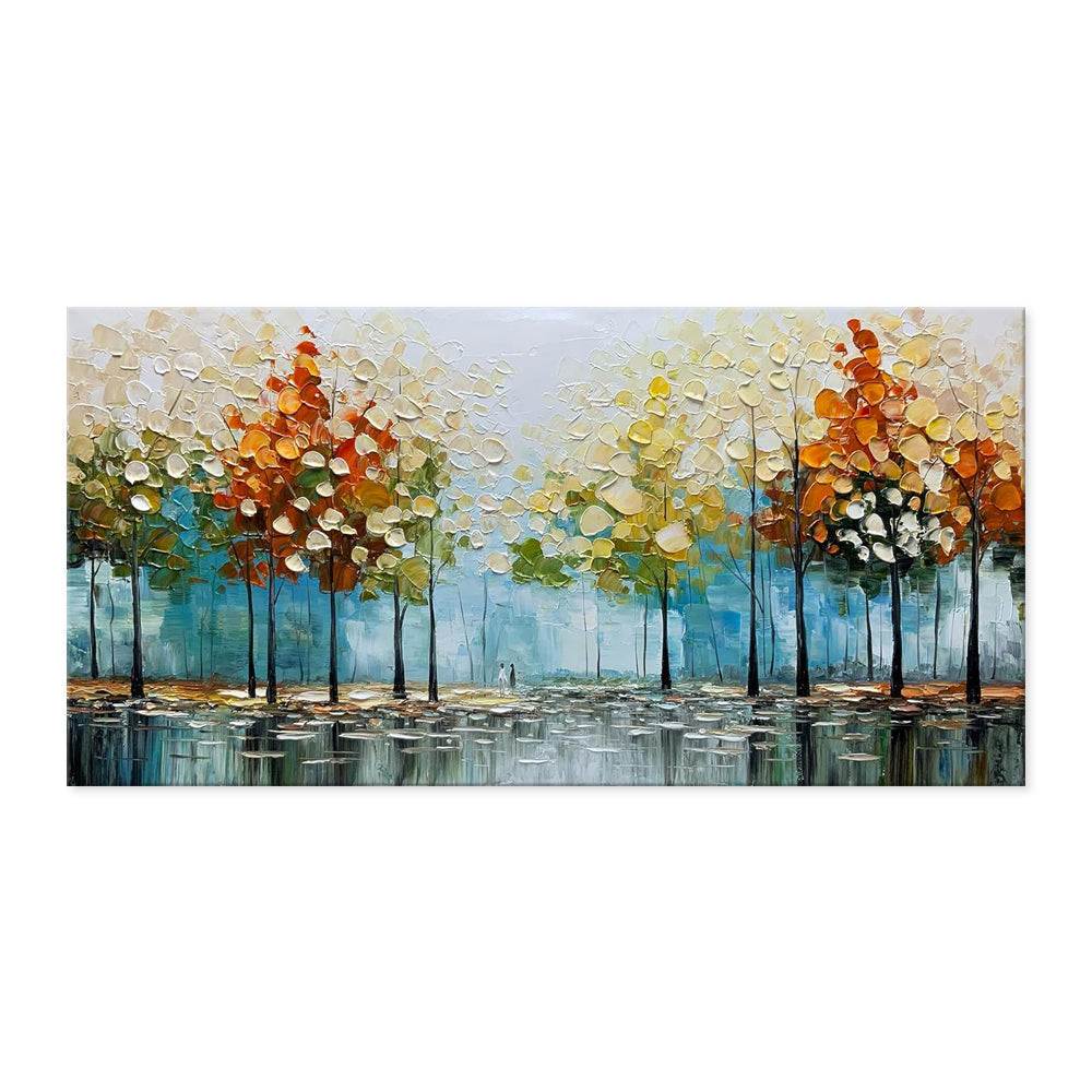 Handpainted palette knife tree oil painting on canvas modern abstract wall art