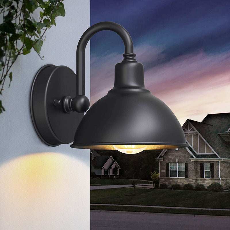 Black wrought iron LED outdoor wall lamp with Edison bulb, waterproof IP65 for villa exterior lighting