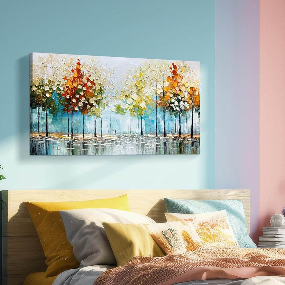 Handpainted palette knife tree oil painting on canvas modern abstract wall art