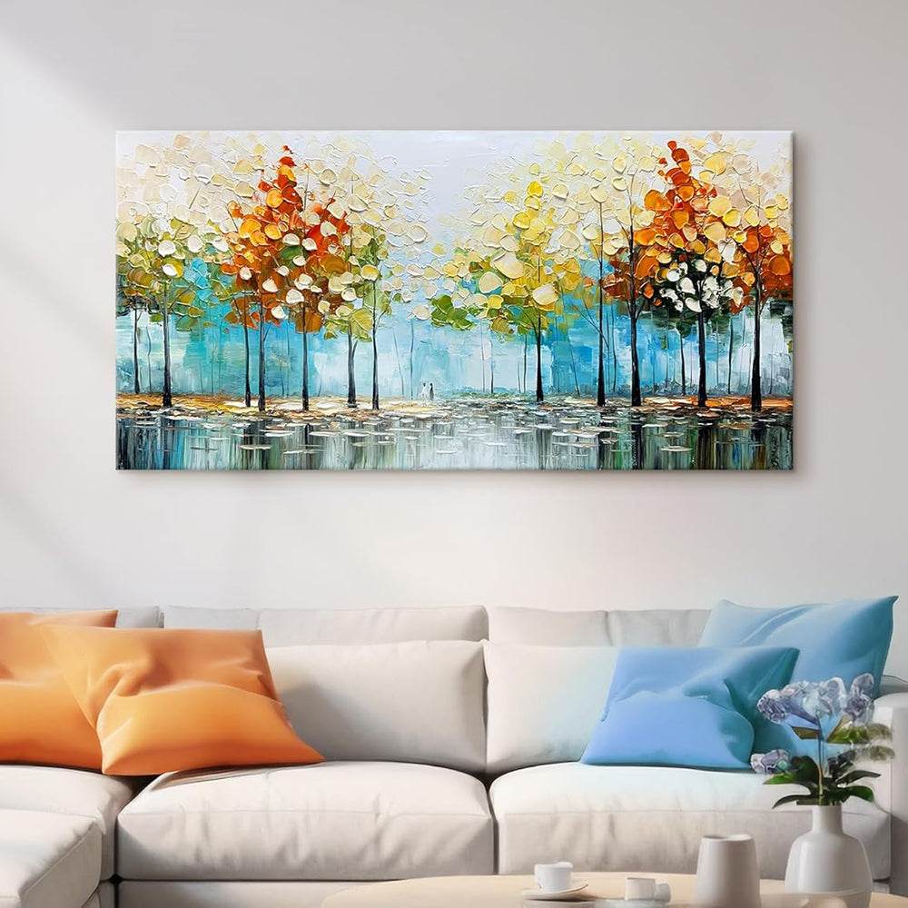 Handpainted palette knife tree oil painting on canvas modern abstract wall art