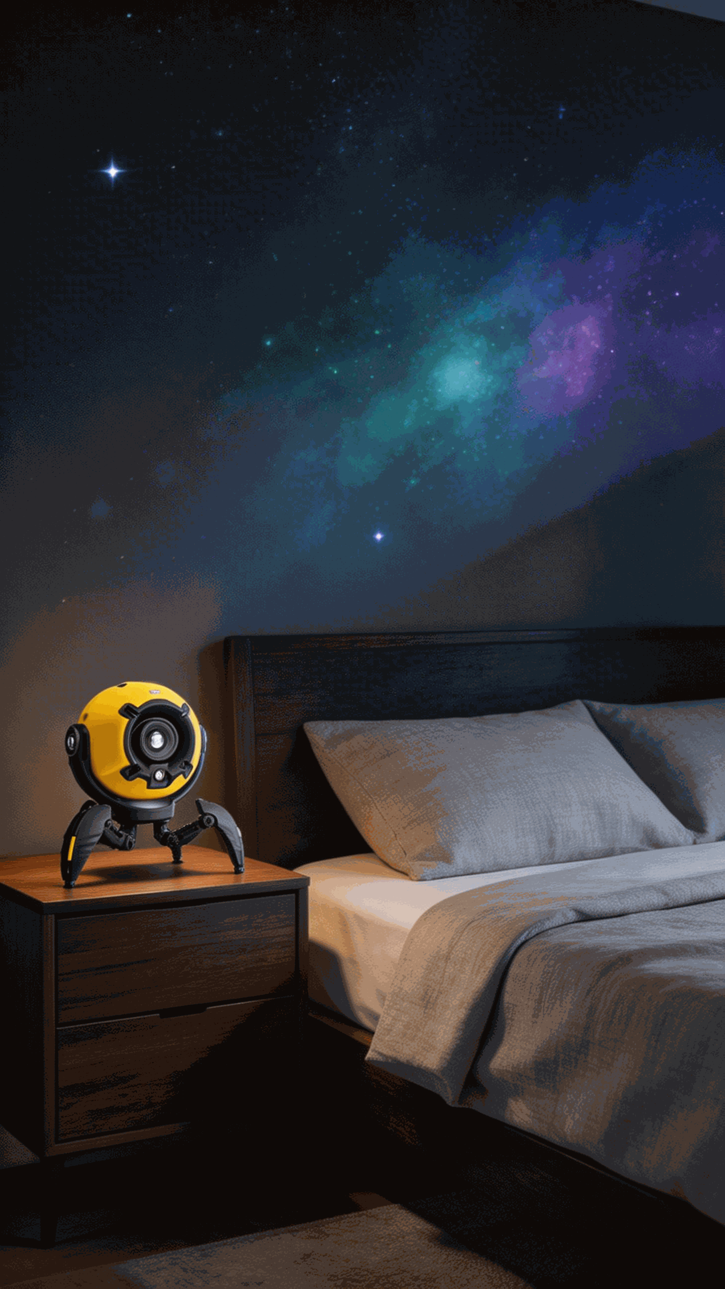 Dynamic Starlight Projector with built-in battery and multicolor yellow, blue, and black ambient light
