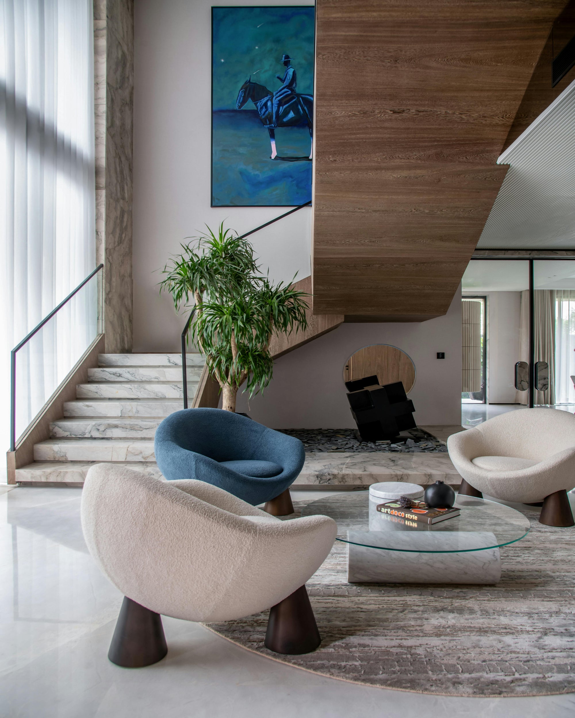 Modern living room with stylish furniture and decor